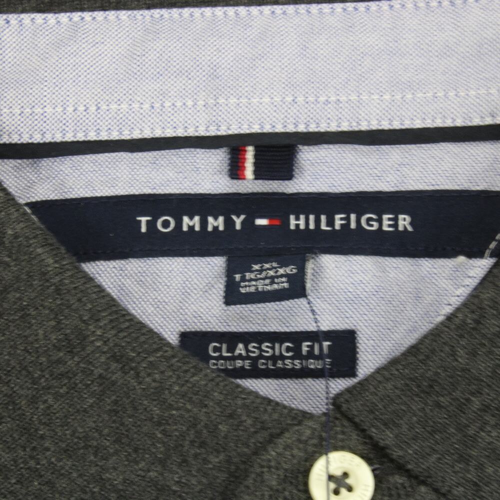 Tommy Hilfiger Mens Regular Fit Long Sleeve Polo Shirt Gray 2XL Button - Picture 3 of 7
